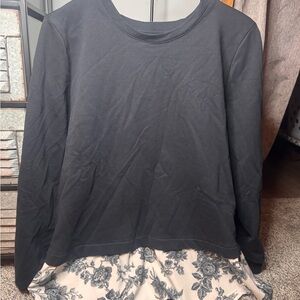 Jason Wu Black Sweatshirt with Floral Hem